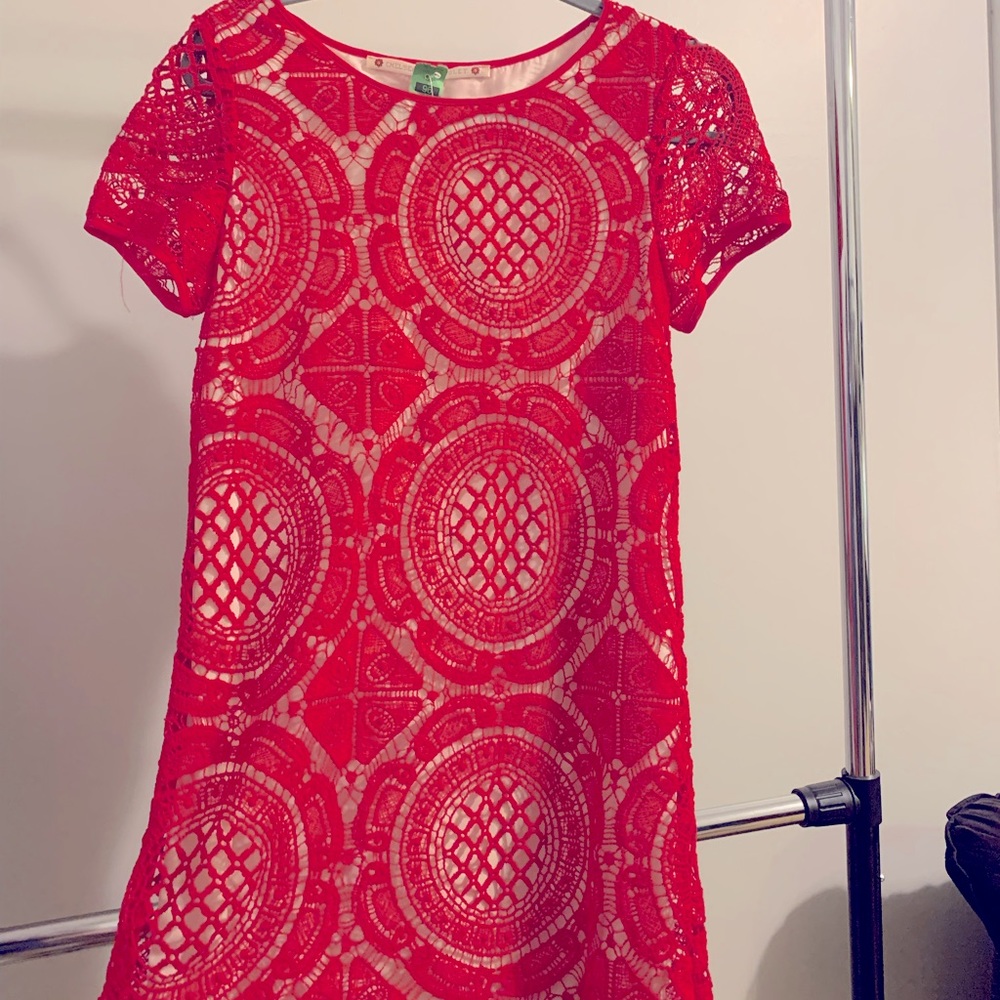 Red Lace Chelsea & Violet Dress, Size XS